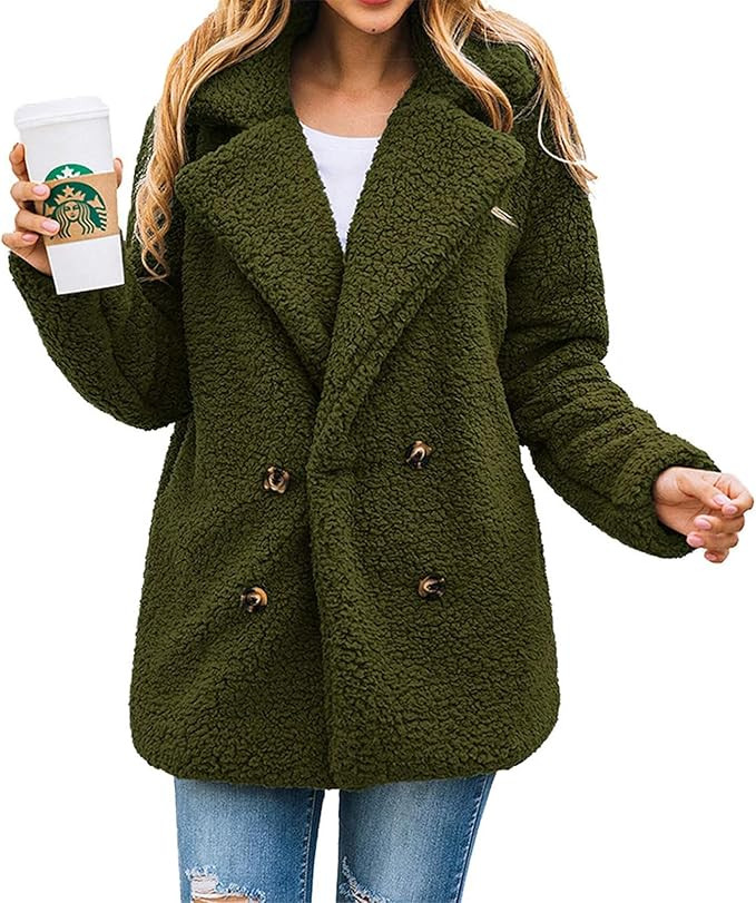 PRETTYGARDEN Women's Fashion Winter Coat Long Sleeve Lapel Button Faux Shearling Shaggy Oversized... | Amazon (US)