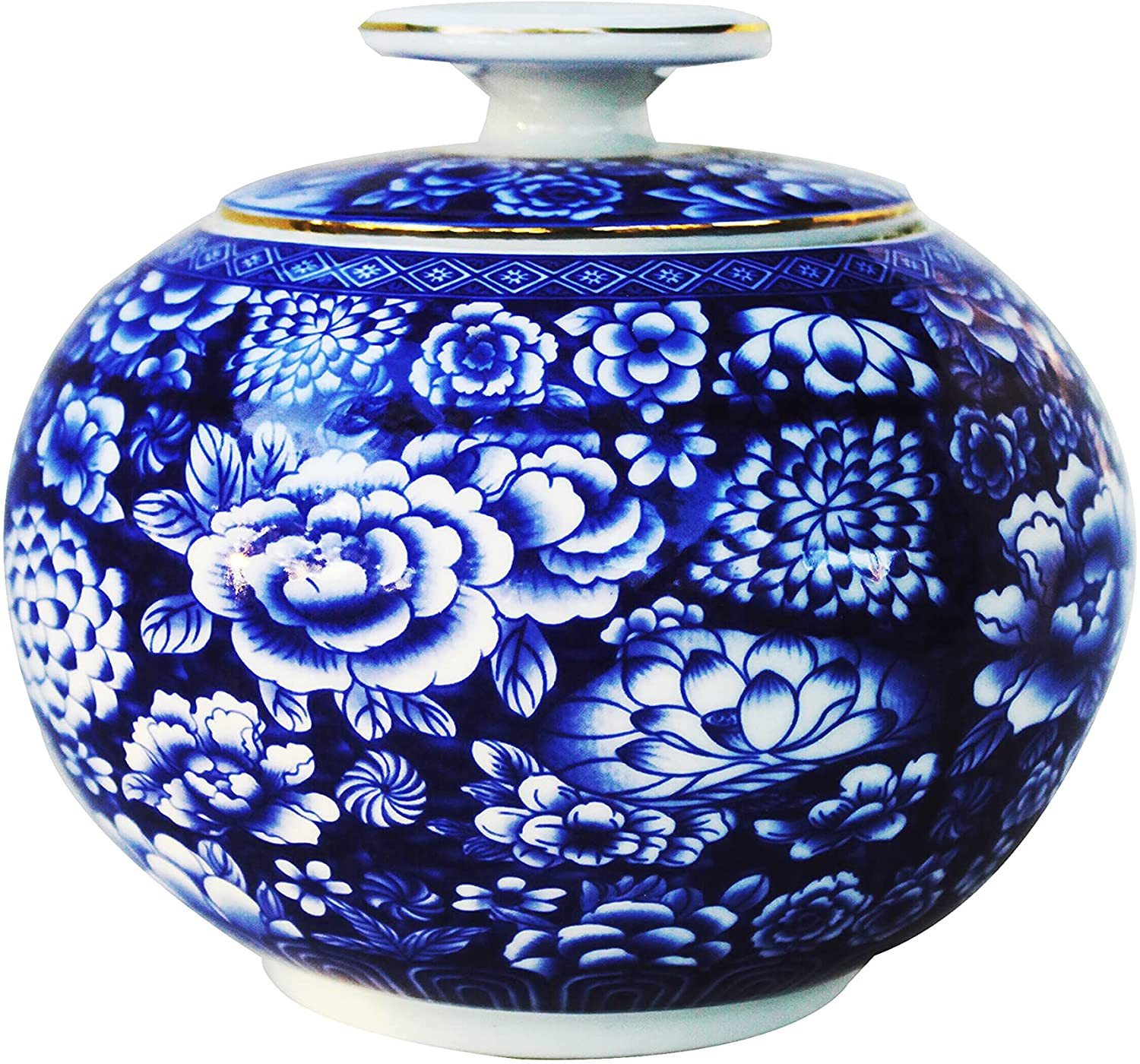 Beautiful Blue and White Porcelain Decorative Floral Container or Jar. Globe - Walmart.com | Walmart (US)