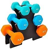 Sporzon! Colored Neoprene Coated Dumbbell Set with Stand, Multiple | Amazon (US)