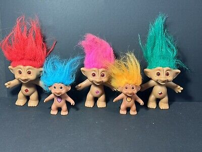 Vintage 90s FIVE TROLL DOLLS Ace Novelty 4.5” Pink Green Red & 3.5” Blue Orange  | eBay | eBay US