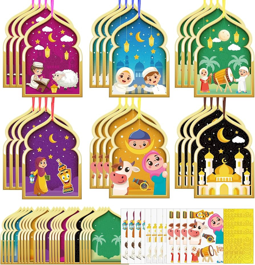 Fennoral 24 Pack Ramadan Crafts for Kids Make You Own Ramadan Foam Sticker Ornaments DIY Arts and... | Amazon (US)