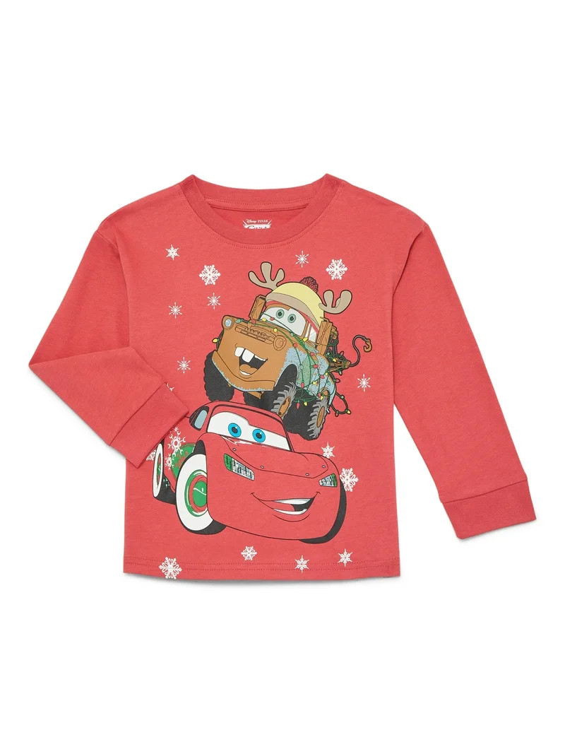 Pixar Cars Toddler Boys' Christmas Graphic Tee with Long Sleeves, Sizes 12M-5T - Walmart.com | Walmart (US)