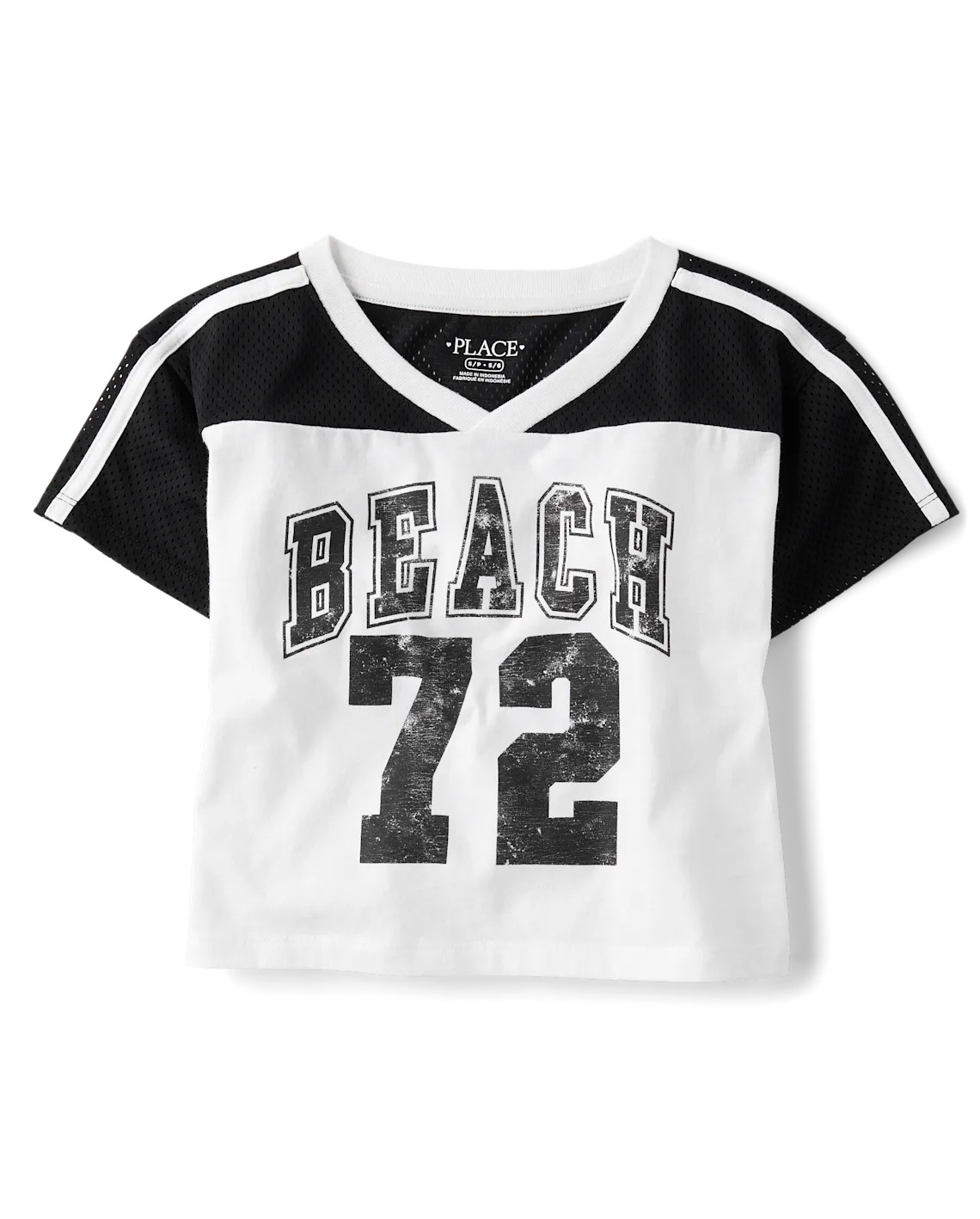 Girls Quick Dry Graphic Mesh Cropped Football Tee - black | The Children's Place