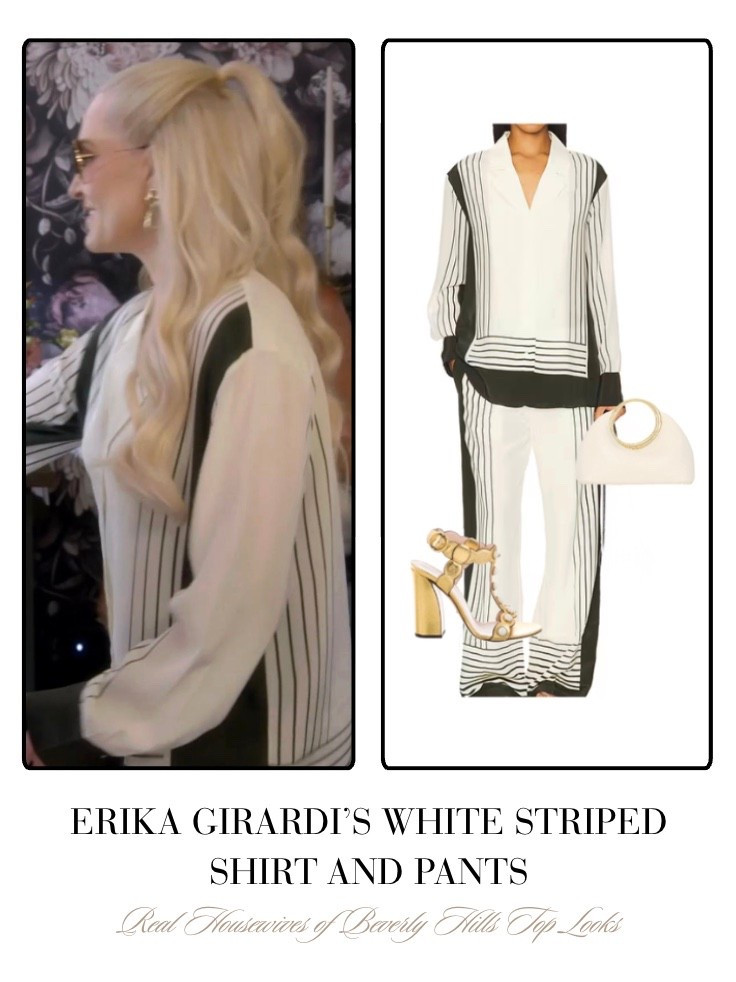 Erika Girardi’s White Striped Shirt and Pants 