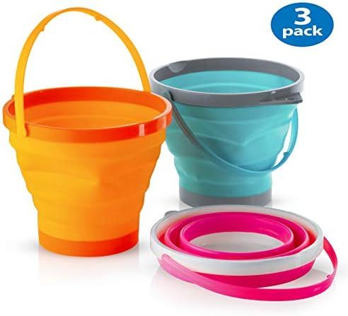 Foldable Pail Bucket Collapsible Buckets Multi Purpose for Beach, Camping Gear Water and Food Jug... | Amazon (US)