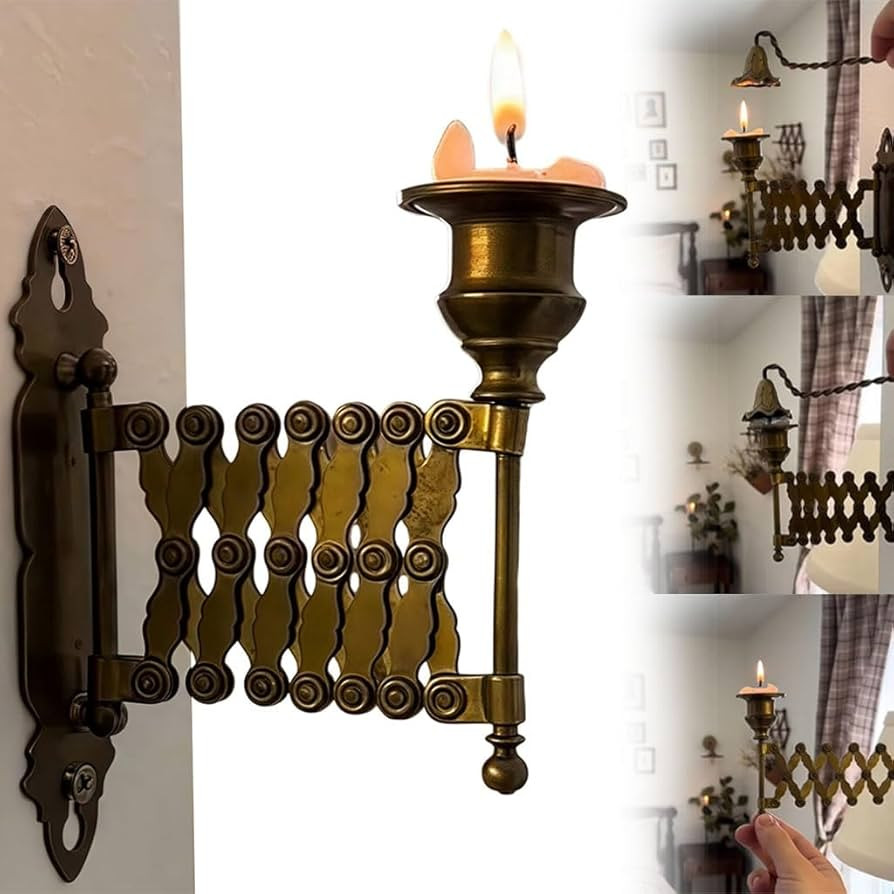 Extending Taper Candle Holder, Retro Wall-Mounted Telescopic Candle Holder，Metal French Accordi... | Amazon (US)