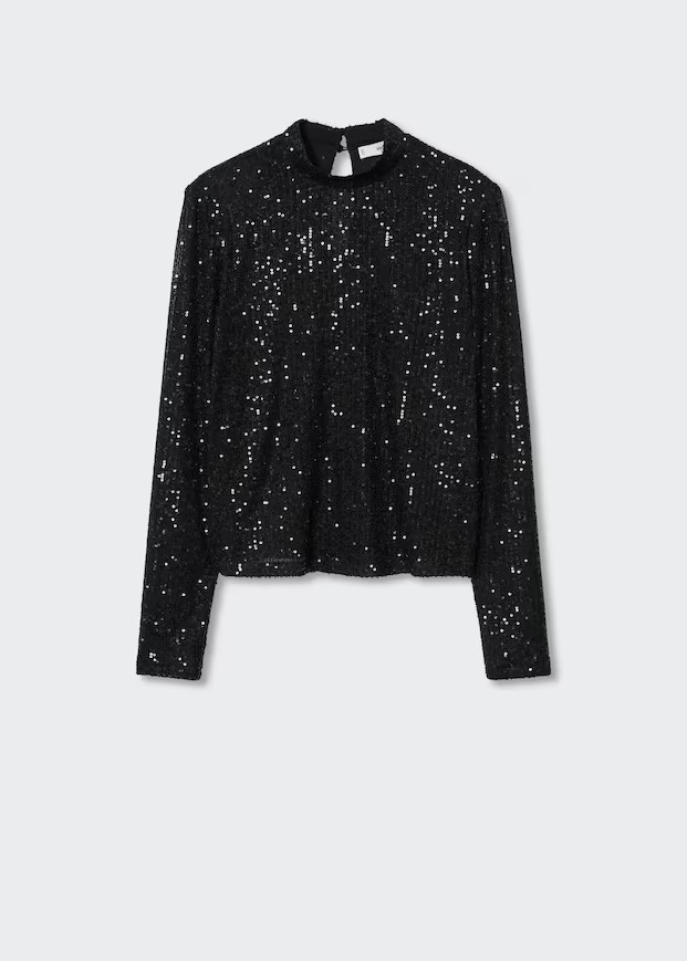 Sequin T-shirt turtleneck | MANGO (US)