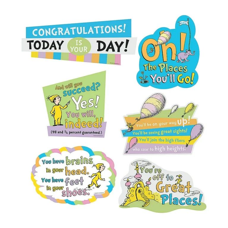 Oh The Places You'Ll Go Cutouts - Party Decor - 6 Pieces | Walmart (US)