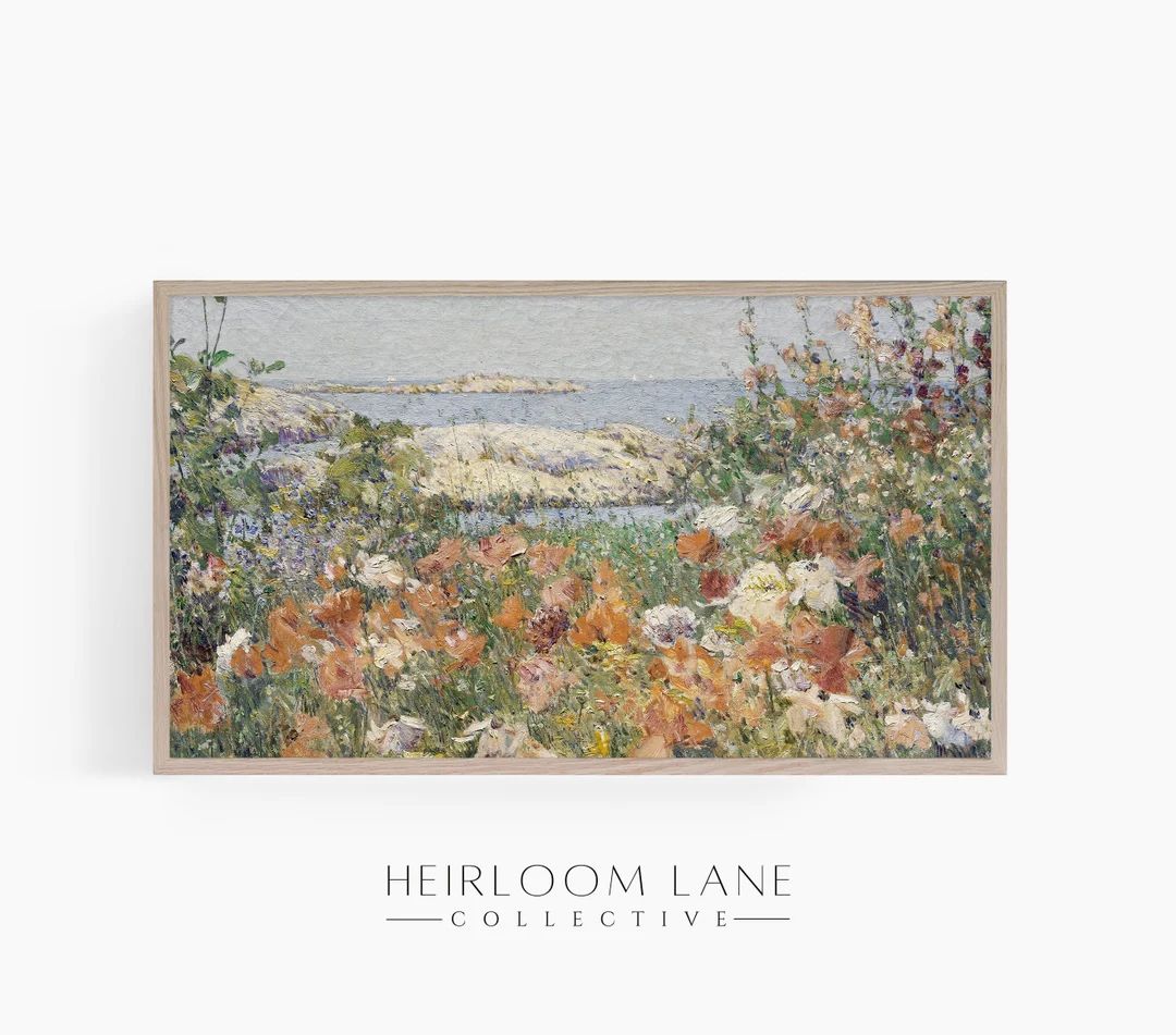 Wildflowers by the Sea Painting Instant Digital Download Frame TV Size (3840 x 2160) | Vintage La... | Etsy (US)