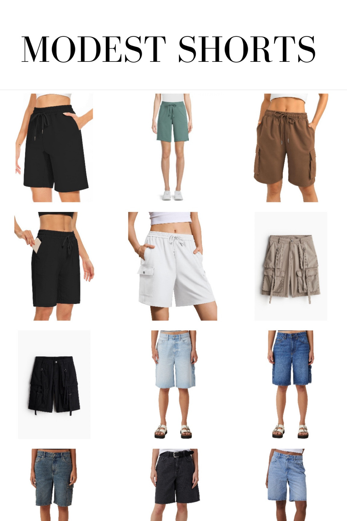 Modest shorts ranging $8-$50. Lots have different color options! 