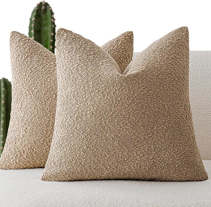 Foindtower Pack of 2 Textured Boucle Throw Pillow Covers Accent Solid Pillow Cases Cozy Soft Deco... | Amazon (US)