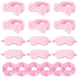 WHAVEL 18 Pcs Sleepover Party Supplies for Girls - Pink Party Favors Include 6 Spa Headband, 6 Si... | Amazon (US)