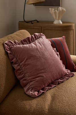 Ruffled Velvet Throw Pillow | Anthropologie (US)