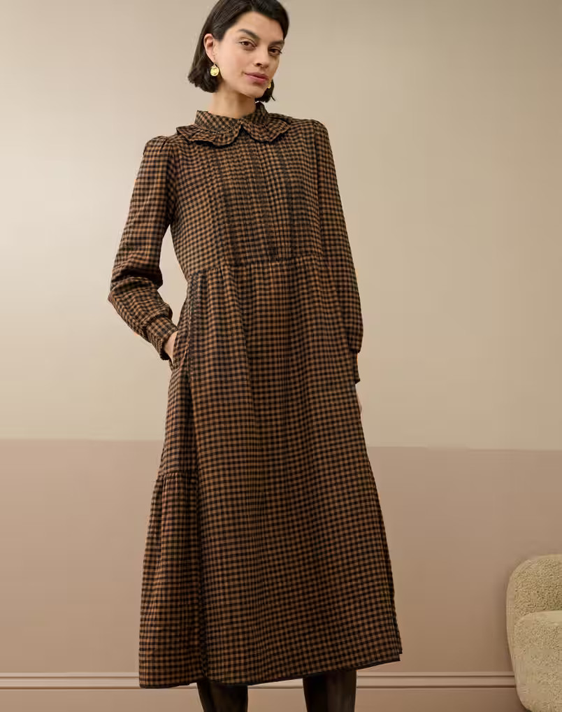 Brushed Cotton Gingham Dress | Brora