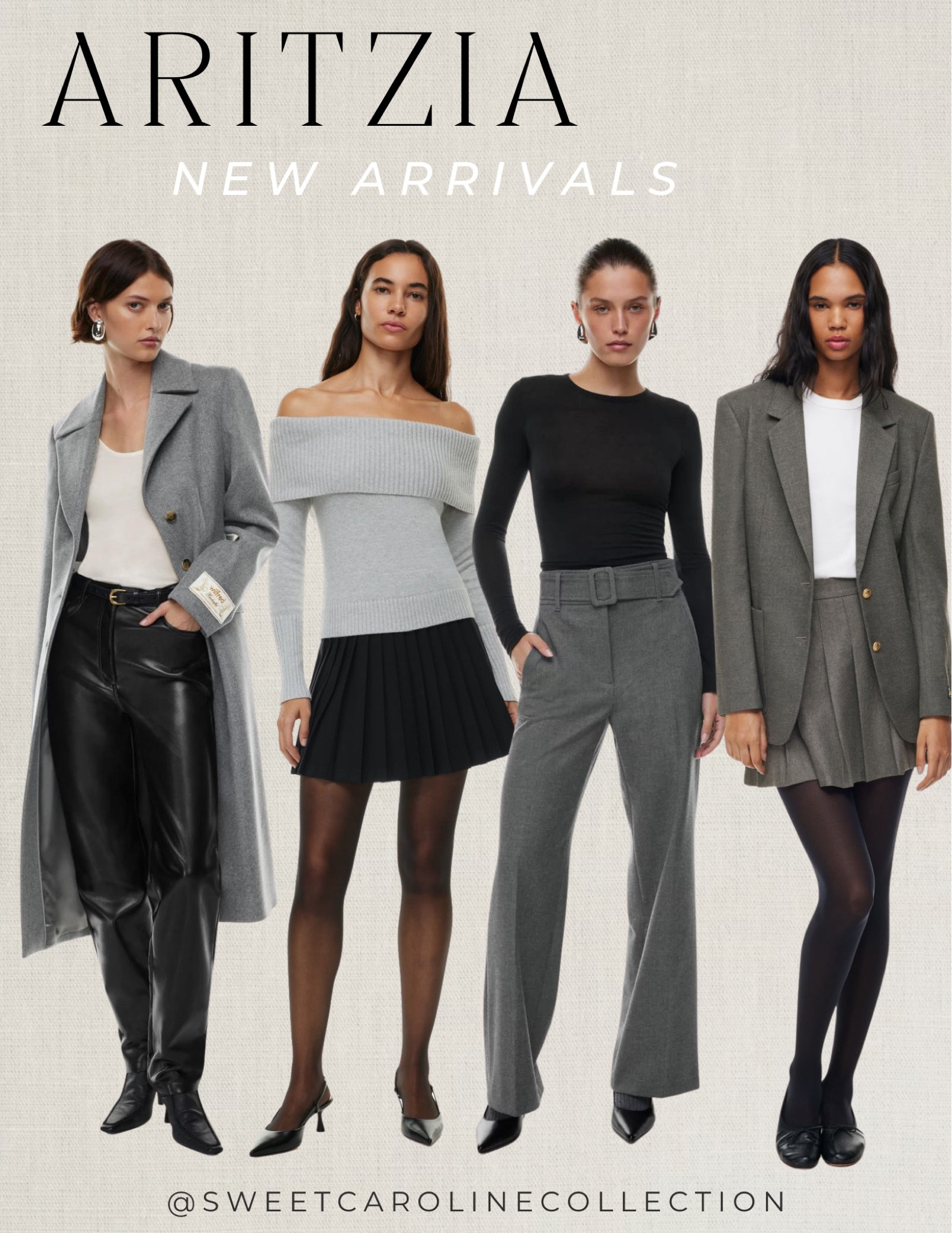 ARITZIA New Arrivals 🩶

Work pants, pleated skirt, long coat, top, blouse, Off the shoulder dress, knit dress, leather pants, black dress, black outfit, date night look, birthday outfit, casual wear, trendy, new arrivals, best seller, Party dress, holiday dress, holiday outfit, holiday style, Christmas dress, new years dress, satin dress, velvet dress, strapless dress, elegant dress, Dress, work dress, office look, professional dress, mini dress, midi dress, long sleeve dress, plaid dress, tweed dress, Sweater, cardigan, satin pants, trousers, jeans, turtleneck, midi skirt, mini skirt, stripe sweater, shoes, jeans, dress, bag, purse, jewelry, hat, turtleneck, scarf, skirt, coat, blazer, pants, sweater dress, bodysuit, vest, jacket, top, blouse, blazer, thanksgiving outfit, fall style, fall fashion, mango, aritzia, Zara, H&M, j.crew, workwear, office outfit, style, luxe, high end, classic, chic, winter style, fashion, holiday outfit, sale alert, under 300, under 200, under 100, under 50, new arrivals, best seller, sweet Caroline collection 

#LTKstyletip #LTKworkwear #LTKfindsunder100