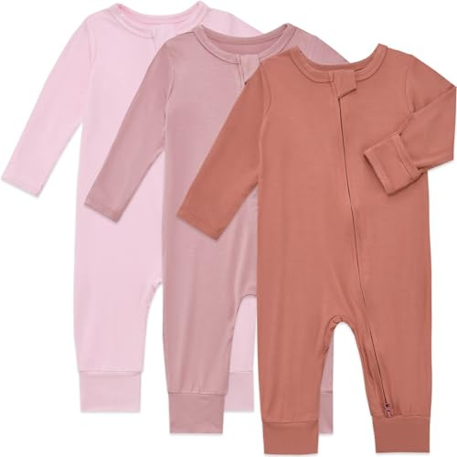 Aablexema Baby Footless Pajamas Rayon 3pcs Unisex Infant Zipper Romper with Mitten Cuffs Sleep Pl... | Amazon (US)