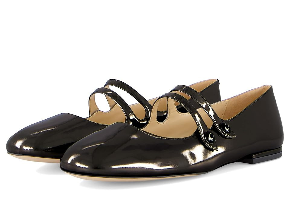 COACH Winley Metallic Leather Mary Jane Women's Flat Shoes Anthracite : 6.5 M | Zappos