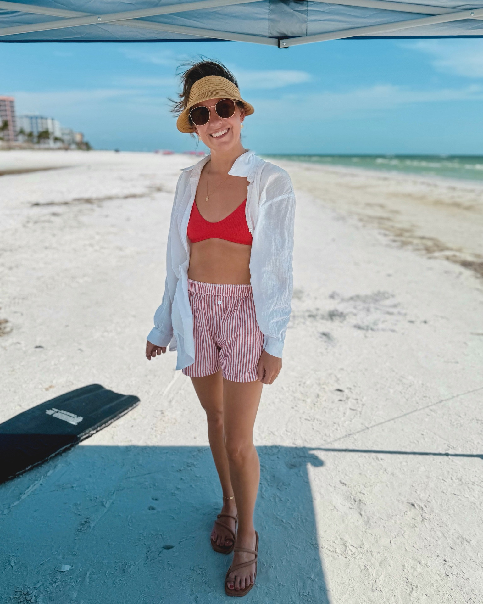 xs in my bikini top, xs in my bikini bottoms. Small in my boxer shorts. My white button up is older so I linked similar. My croc sandals are size 6.

#LTKSwim #LTKPetite #LTKootd