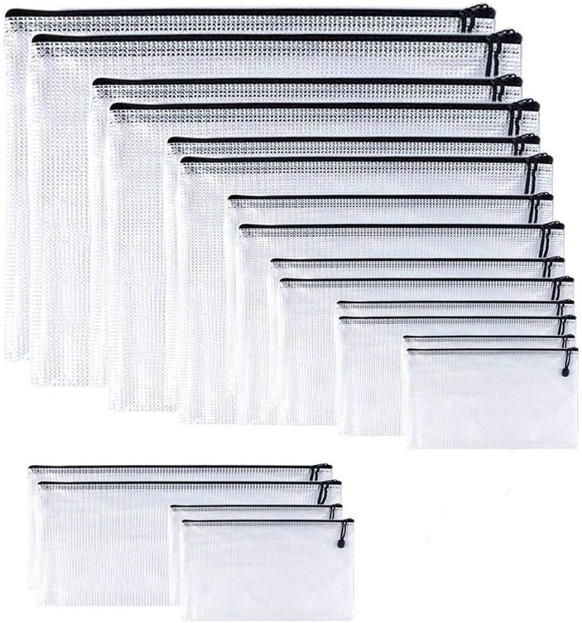 Oaimyy-(9 Sizes,18 Pack) -Plastic Mesh Zipper Pouch Document Folders Bag Zip File Folders for Sch... | Amazon (US)