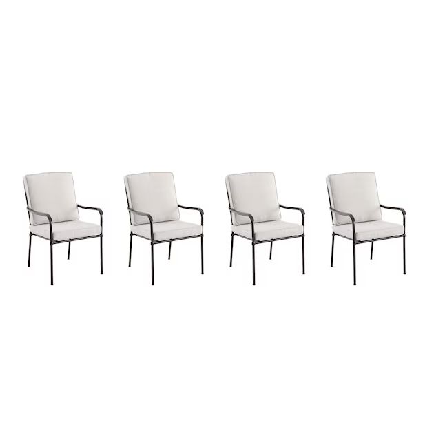 Style Selections Seacrest Set of 4 Black Metal Frame Stationary Dining Chair(s) with Tan Cushione... | Lowe's