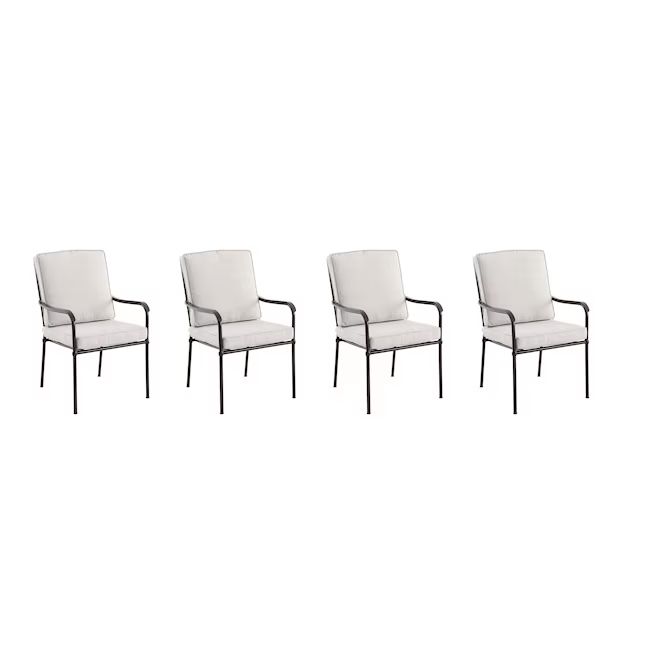 Style Selections Seacrest Set of 4 Black Metal Frame Stationary Dining Chair(s) with Tan Cushione... | Lowe's