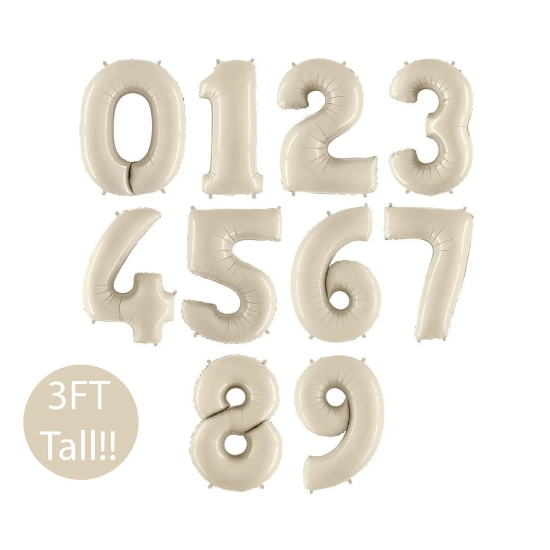 White Sand Number Balloon, Cream Number Balloons, Beige Number Balloons, Tan Number Balloons, Jum... | Etsy (US)