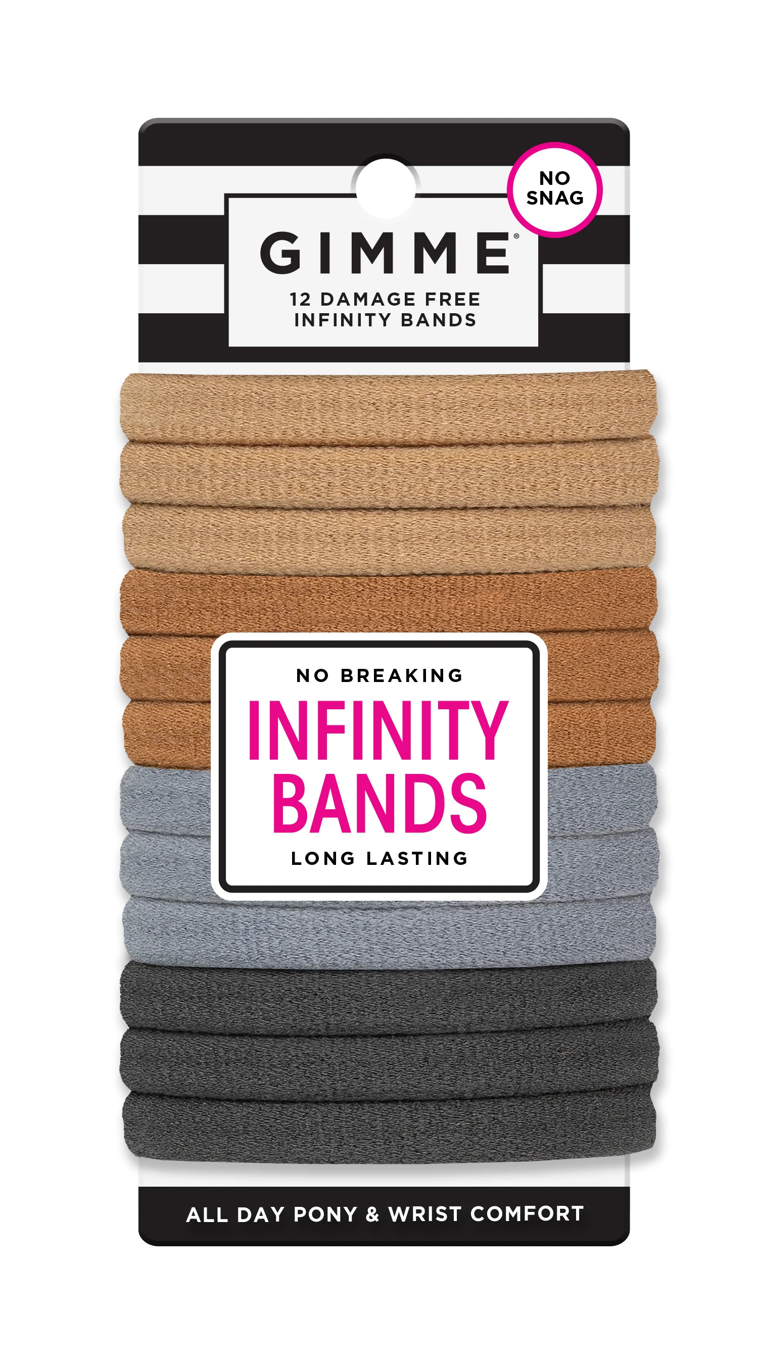 Gimme Medium Fit Ponytail Holder Hair Tie, Neutral Colors, 12 Ct | Walmart (US)