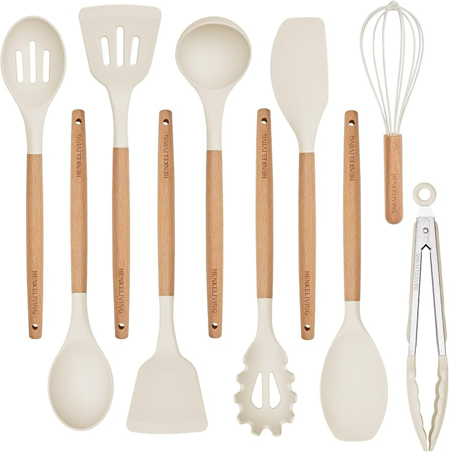 Silicone 10 Pcs Kitchen Cooking Utensils Set, Recycled Materials Certification, BPA Free Spatula ... | Amazon (US)