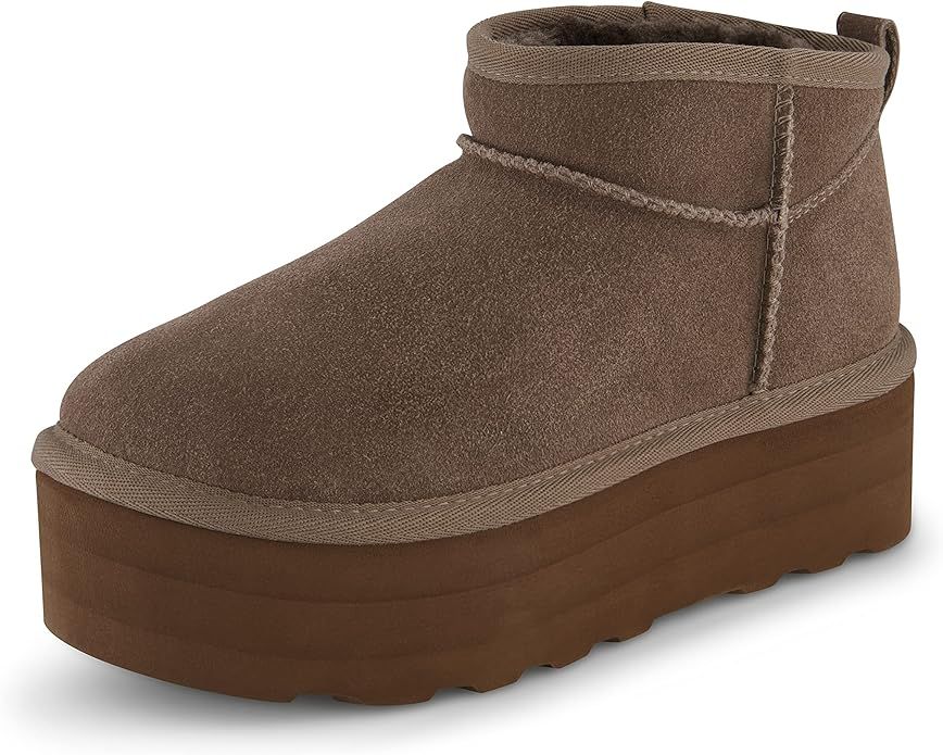 CUSHIONAIRE Women's Hippy Genuine Suede pull on platform boot +Memory Foam, Taupe 8 | Amazon (US)