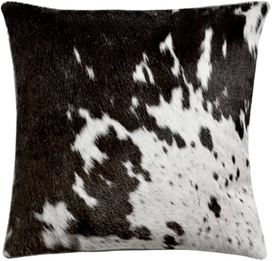 NGF Geniune Cowhide Cushion Pillow Covers - Black and White Leather Hair on Cow Hide Skin 20'' x ... | Amazon (US)