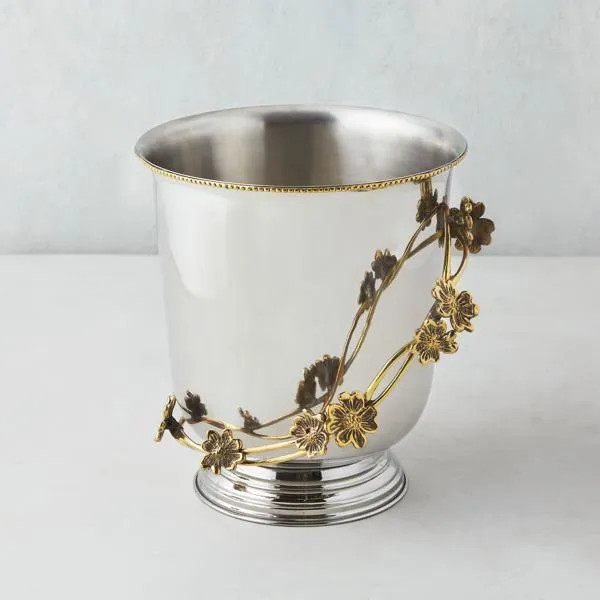 Fleur Ice Bucket | Silver Gold | Ice Bucket | Z Gallerie | 6.7" Diameter x 9.5"H | Stainless Steel | Z Gallerie