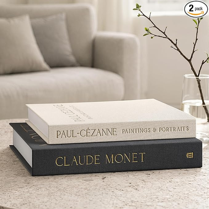 Amazon.com: innoicco Aesthetic Decorative Books - Coffee Table Books Decor - Faux Decor Book Storage Box for Decoration - Set of 2 Linen Fake Book for Home Table Decors - Photo Storage Keepsake Box : Home & Kitchen | Amazon (US)