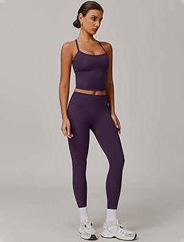 Womens Workout Sets Two Piece Cross Back Tank Top Matching High Waist Leggings Sets Gym Outfits W... | Amazon (US)