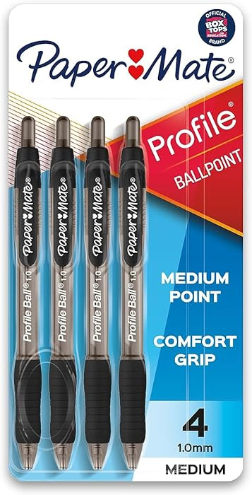 Paper Mate Profile Ballpoint Pen, Retractable, Medium 1 Mm, Black Ink, Translucent Black Barrel, ... | Amazon (US)