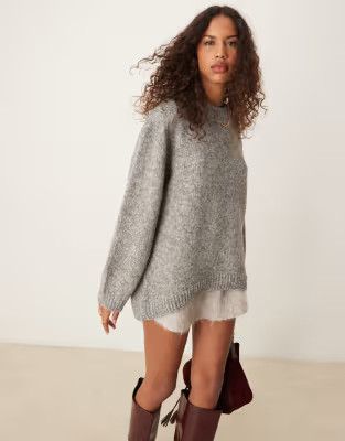 ASOS DESIGN oversized crew neck jumper in grey | ASOS (Global)