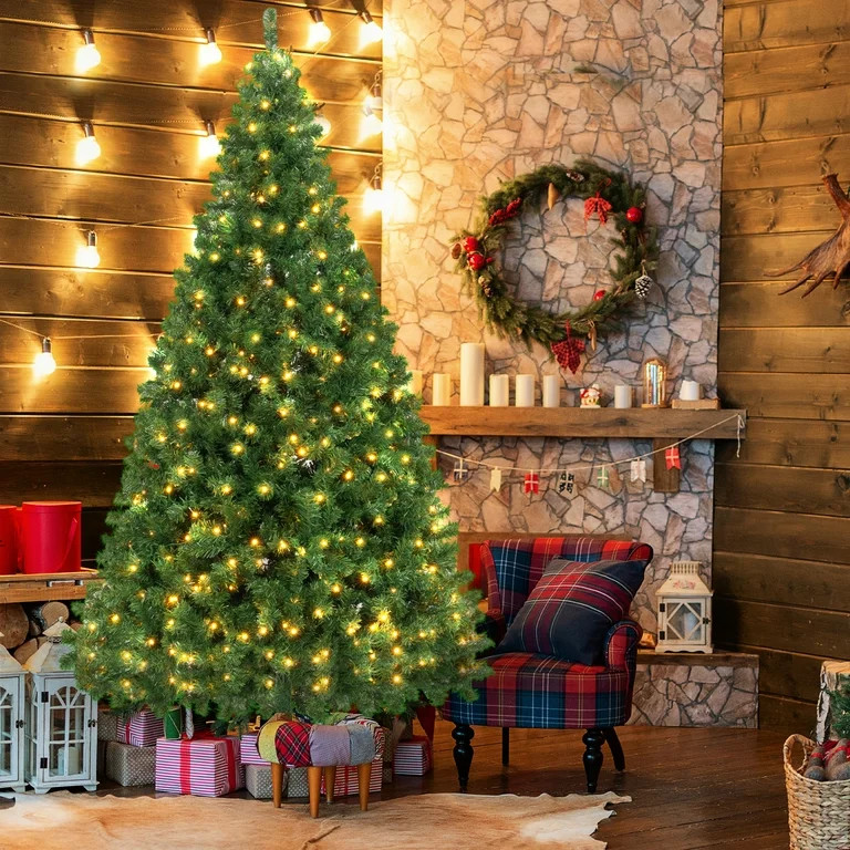 iFanze 6 ft Artificial Full Pre-Lit Christmas Tree, Green PVC Xmas Trees with 1000 Branch Tips & ... | Walmart (US)