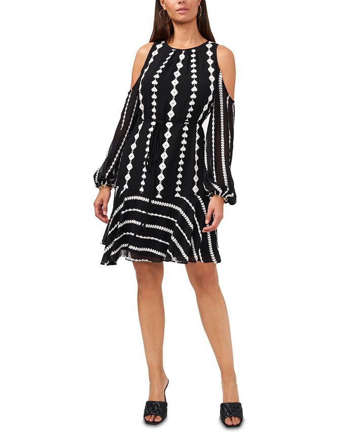 Vince Camuto Embroidered Cold-Shoulder Dress & Reviews - Dresses - Women - Macy's | Macys (US)