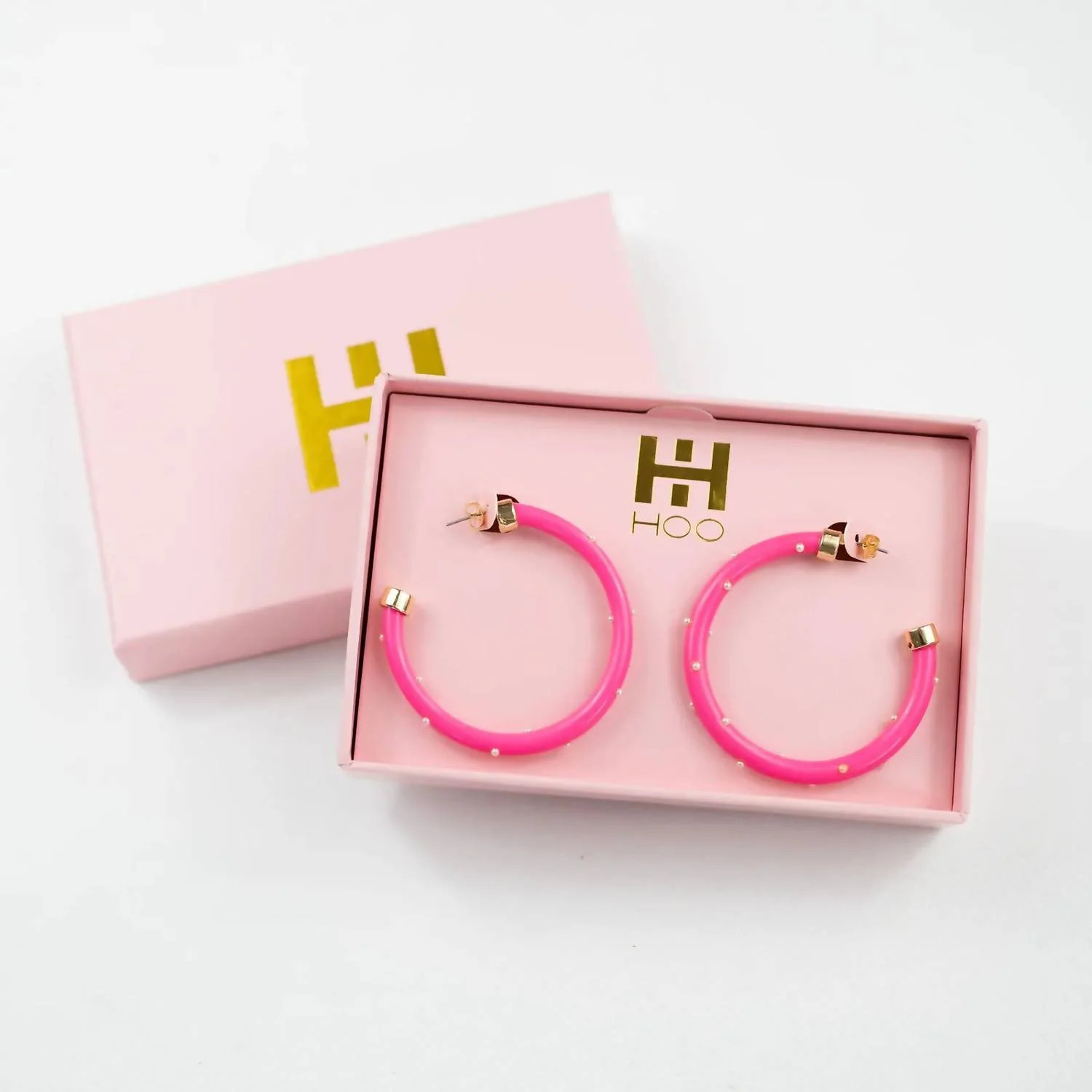 Hoop Earrings In Dark Pink | Shop Simon
