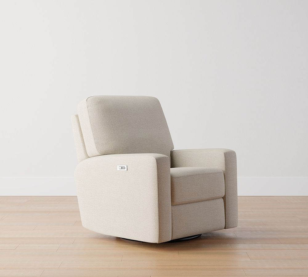 PB Comfort Square Arm Upholstered Power Swivel Glider Recliner | Pottery Barn (US)