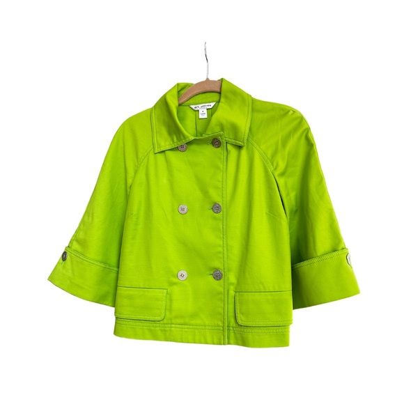 ST. JOHN LIME GREEN SHORT SLEEVE TOP/JACKET | Poshmark