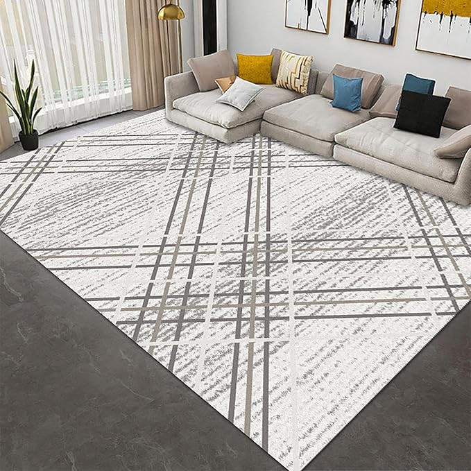 FINOREN Artistic Abstract Area Rug.Lines-Grey,4x6 Feet,Suitable for Bedroom,Living Room,Apartment... | Amazon (US)