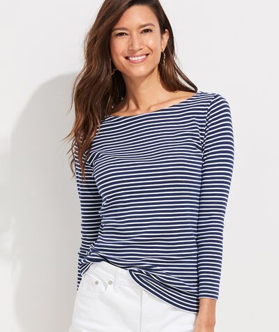 Striped Boatneck Simple Tee | vineyard vines