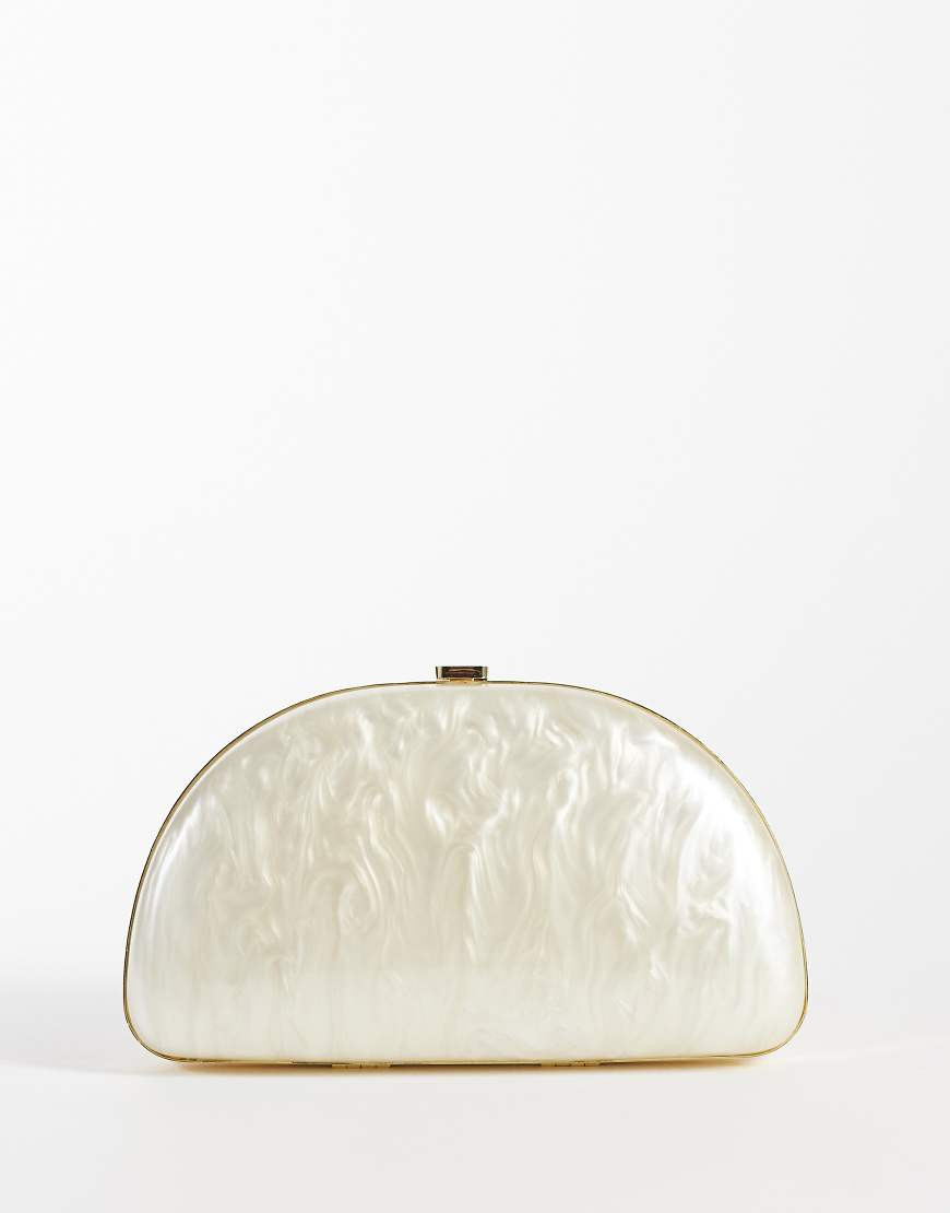 Mango faux-pearl detailing clutch purse in white-Neutral | ASOS (Global)