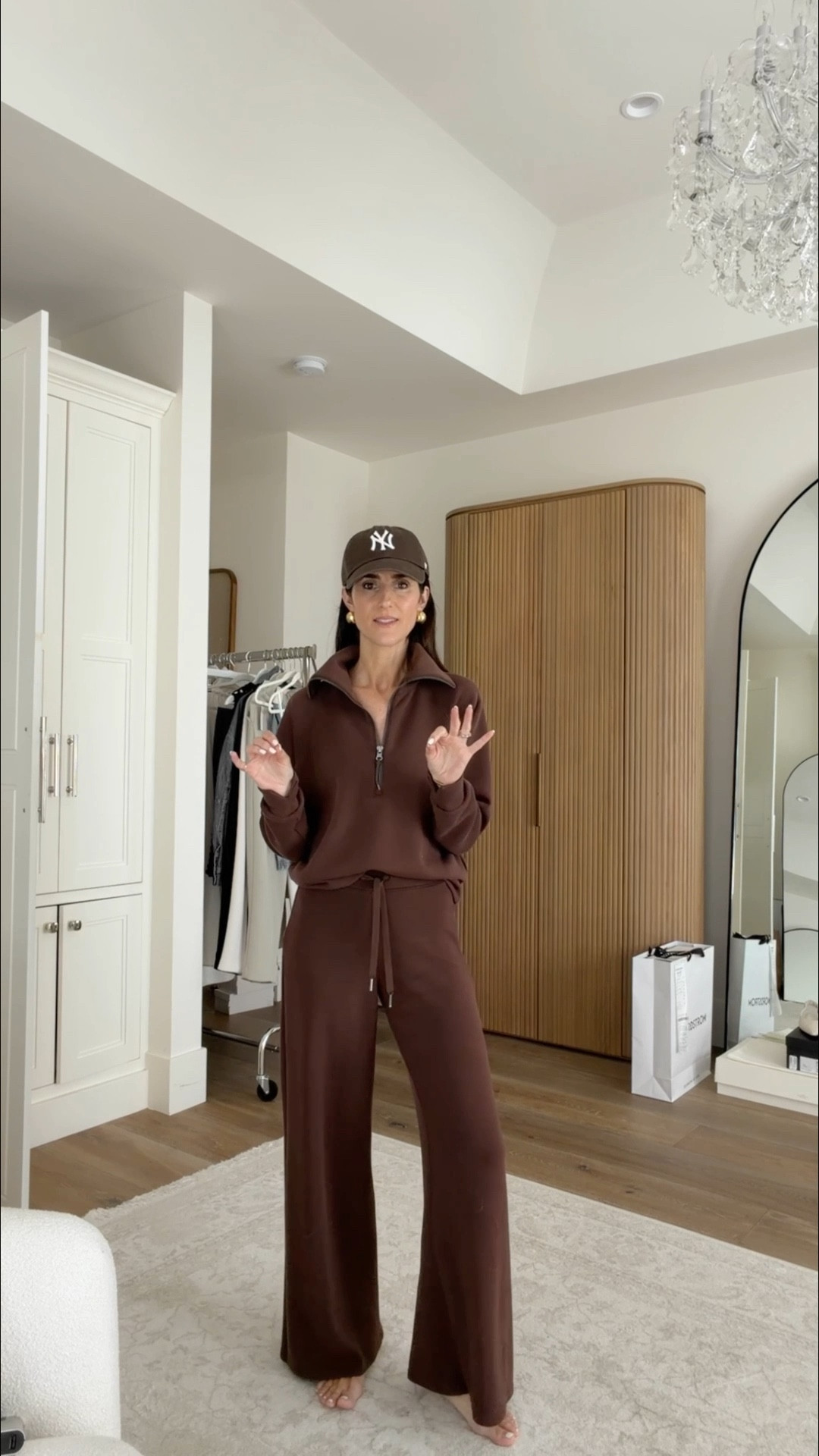 I absolutely love matching sets especially when they’re a luxurious fabric! They’re definitely my go to uniform. I’m just shy of 5-7” and wear the size small sweatshirt and XS bottoms. The brown is low stock but linked other colors as well @Spanx #stylinbyaylin #aylin #matchingset

#LTKgrwm #LTKootd #LTKOver40
