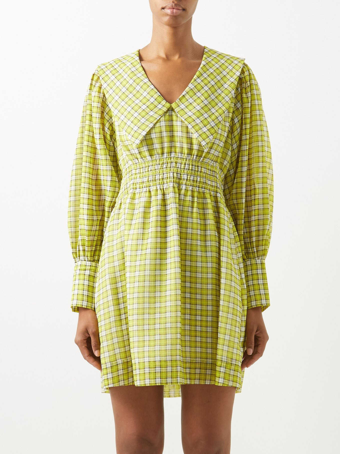 Chelsea-collar check organza mini dress | Matches (US)
