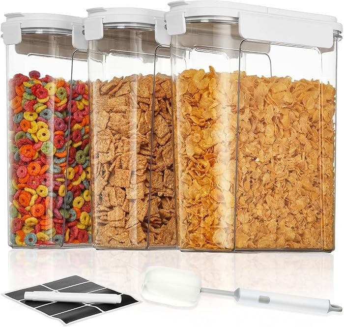 Vtopmart Cereal Containers Set, 3 PCS Airtight Food Storage Container with Flip-Top Lids, Plastic... | Amazon (US)