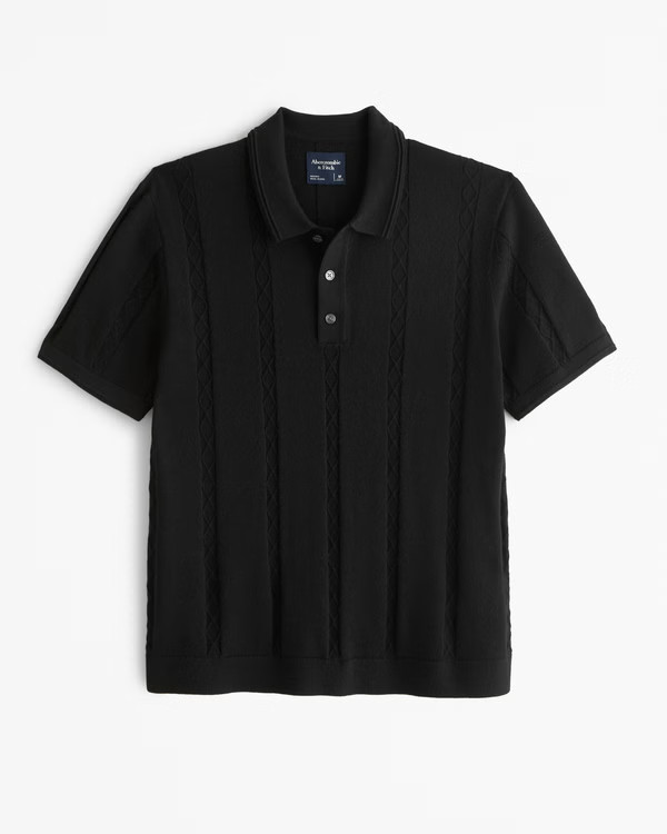 Men's Merino Wool-Blend Cable 3-Button Sweater Polo | Men's Clearance | Abercrombie.com | Abercrombie & Fitch (US)