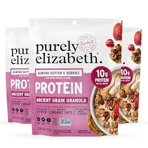 Purely Elizabeth, Protein Granola, Almond Butter and Berries, 8oz Bags (3 Pack) | Amazon (US)