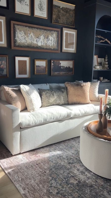 Sharing my new sleeper sofa from @sixpennyhome! Linking rug, coffee table and  artwork 

#LTKhome