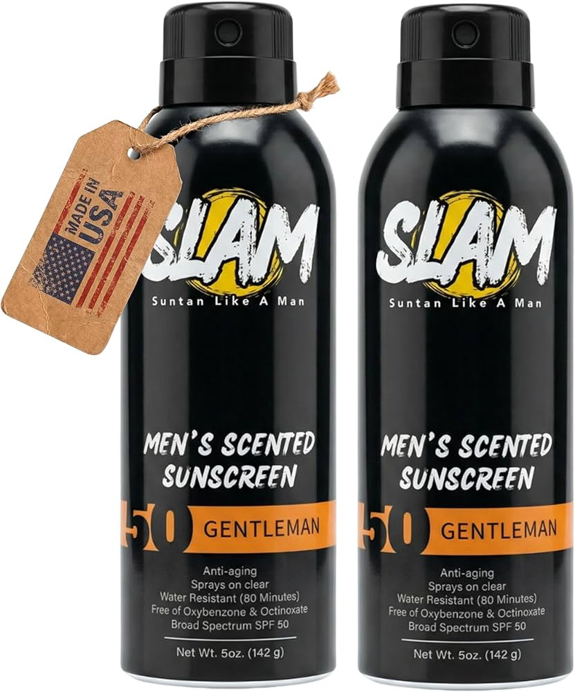 SLAM Men\u2019s Sunscreen SPF 50 Spray - Broad Spectrum UVA/UVB Protection - Non-Greasy & No Hars... | Amazon (US)